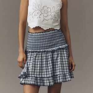 NWT Maeve Navy and White Plaid Mini Skirt
